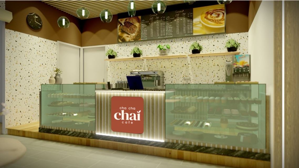 تصور تصميمي لكاونتر كشك Cha Cha Chai