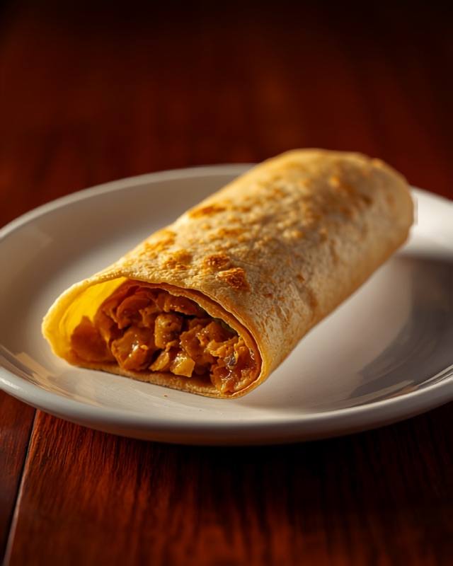An aloo paratha roll on a plate