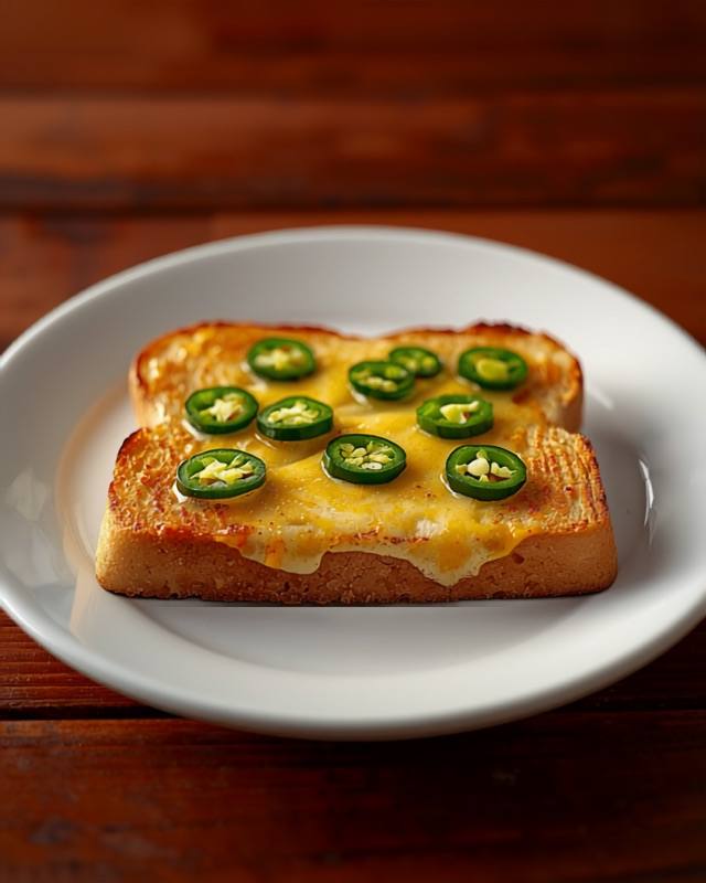 Chilli cheese toast with sliced green chilli